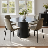 Dwen & Oslo 46" Chenille Round Dining Table Set for 4 (5-Piece)