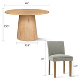 Dwen & North 46" Modern Round Dining Table Set for 4 (5-Piece)
