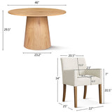 Dwen & North 46" Round Dining Table Set for 4 with Arms (5-Piece)