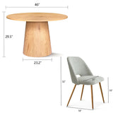 Dwen & Edwin 46" Modern Round Dining Table Set for 4 (5-Piece)