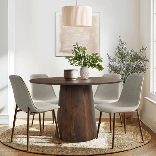 Dwen & Oslo 46" Modern Round Dining Table Set for 4 (5-Piece)