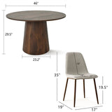 Dwen & Oslo 46" Modern Round Dining Table Set for 4 (5-Piece)