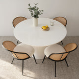 Dwen & Jules 46" Modern Round Rattan Dining Table Set for 4 (5-Piece)
