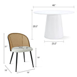 Dwen & Jules 46" Modern Round Rattan Dining Table Set for 4 (5-Piece)