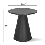 Dwen 24" Modern Black Round Side Table