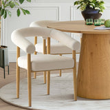 Dwen & Melbourne 46" Round & Boucle Dining Table Set for 4 (5-Piece)