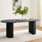 Dwen 79" Modern Large Roman Pillar Oval Dining Table