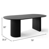 Dwen 79" Modern Large Roman Pillar Oval Dining Table