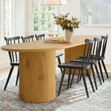 Dwen 79" Modern Large Roman Pillar Oval Dining Table