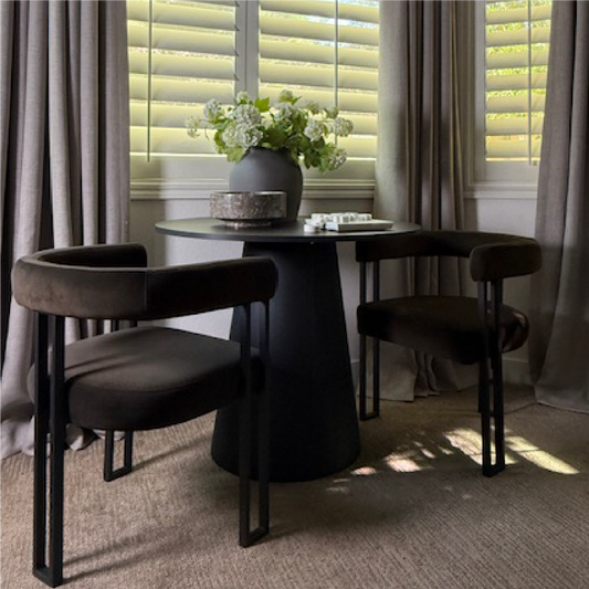 Dwen & Mia 35" Round Black & Velvet Set for 2 (3-Piece)