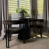 Dwen & Mia 35" Round Black & Velvet Set for 2 (3-Piece)