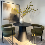 Dwen & Mia 35" Round Black & Velvet Set for 2 (3-Piece)