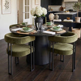 Dwen & Mia 46" Round Black & Velvet Dining Table Set for 4 (5-Piece)