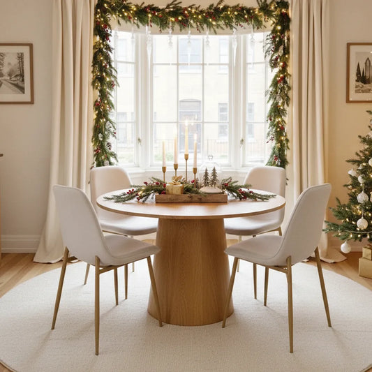 Dwen & Oslo 46" Round Dining Table Set for 4 (5-Piece)