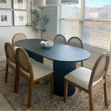 Dwen 79" Modern Large Roman Pillar Oval Dining Table