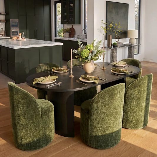 Dwen & Doris 79" Black Oval Dining Table Set for 6 (7-Piece)