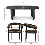 Dwen & New York 79" Oval Dining Table Set for 4 (5-Piece)
