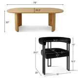 Dwen & Mia 79" Oval Dining Table Set for 4 (5-Piece)
