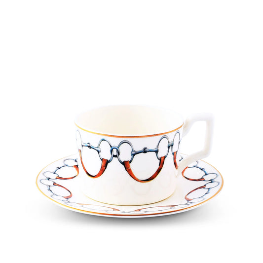 Wellington Bit Pattern Bone China Cup and Saucer