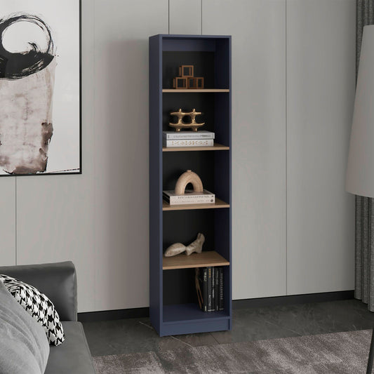 TUHOME Home XS Bookcase with Five-Tier Vertical Shelving and Slim Space-Saving Design, Compact Storage Solution for Living Rooms, Bedrooms or Offices, Modern Display Unit for Books, Decor and Everyday Home Organization