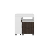 San Diego 54" Expandable Desk with Two Drawers, Seven Storage Shelves, Rolling Caster Base, Space-Saving Home Office Desk, Retractable Workstation for Study, Living Room or Small Spaces