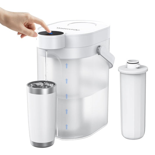 Waterdrop 0 TDS Electric Water Filter Pitcher, 5-Stage Instant Powerful Dispenser, Reduce Chlorine, Lead, Copper, 17-Cup Countertop Water Filtration System with 1 Filter, White