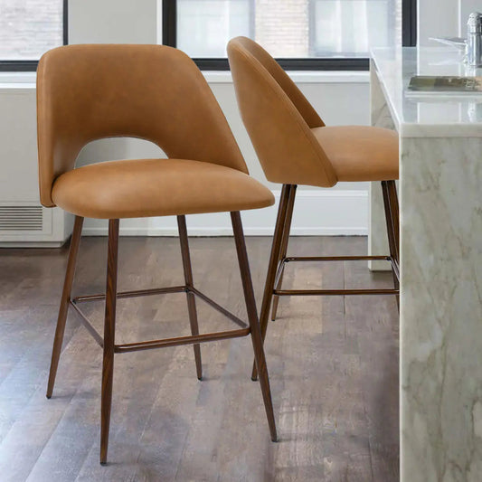 Edwin 26" Modern Faux Leather Counter Stool (Set of 2)