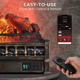 (Open Box) Eternal Flame EF26-PB Smart Electric Fireplace Logs, WiFi Enabled