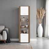 Tanalea Tall Freestanding Bookshelves and Bookcase with 3 Open Display Shelve and, 2 Doors for Hidden Storage, Living Room, Home Office or Bedroom Storage