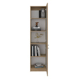 Home Double Glass Door Bookcase Cabinet with 5 Interior Shelves for Linen or Décor Storage for Living Rooms, Bedrooms or Laundry Rooms