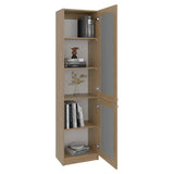 Home Double Glass Door Bookcase Cabinet with 5 Interior Shelves for Linen or Décor Storage for Living Rooms, Bedrooms or Laundry Rooms