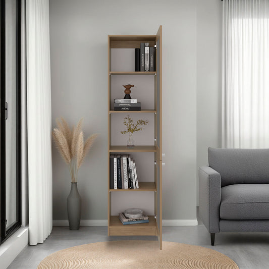 Home Double Glass Door Bookcase Cabinet with 5 Interior Shelves for Linen or Décor Storage for Living Rooms, Bedrooms or Laundry Rooms