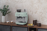 Espresso coffee machine Retro-style Pastel green Glossy