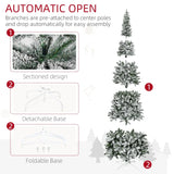 HOMCOM 9ft Unlit Snow-Flocked Slim Pine Artificial Christmas Tree with Realistic Branches and 1084 Tips