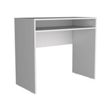 TUHOME Stella Writing Desk with Spacious Work Surface, Integrated Upper Shelf for Organization, Modern Minimalist Design for Home Office or Study, Compact Structure Ideal for Enhancing Productivity in Any Contemporary Space