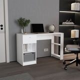 Home Office Desk with 2 Drawers and Open Shelf, 120 Wide, Space-Saving Design