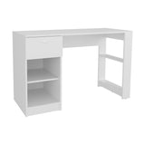 Home Office Desk with 2 Drawers and Open Shelf, 120 Wide, Space-Saving Design