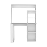 Maine Desk With Hutch and Shelves Black and White Finish