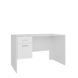 Mellier Modern Office Desk with Two Drawers and Side Storage, Compact Computer Workstation for Home Office or Study Room, Functional Desk with Spacious Top, Drawer Storage, and Side Shelving