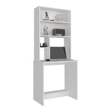 Tuhome Compu Hutch Desk with Four Shelves, One Lower Shelf, Writing Desk, Space-Saving Solution for Home Office or Study
