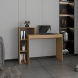 Britt 43" Wide Four Shelves Writting Desk, Home Office, Living Room, Gamer Desk Natural Oak