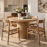 Elon 47" Solid Oak Round Pedestal Dining Table