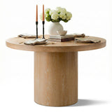 Elon 47" Solid Oak Round Pedestal Dining Table