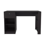 Home Office Desk with 2 Drawers and Open Shelf, 120 Wide, Space-Saving Design