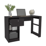 Home Office Desk with 2 Drawers and Open Shelf, 120 Wide, Space-Saving Design