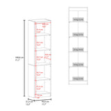 Home Tall Freestanding Bookcase with Double Doors and 5 Interior Storage Shelves, Vertical Storage Cabinet for Living Room, Office or Bedroom