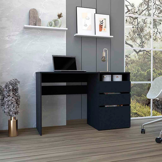 TUHOME Dublin Computer Desk with Three Storage Drawers and One Open Shelf Offering Practical Workspace Organization, Modern Home Office Functionality and Durable Engineered Wood Construction for Productive Everyday Use