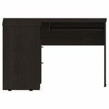 Mix L-Shaped Desk, Keyboard Tray, Two Drawers, Single Open Shelf