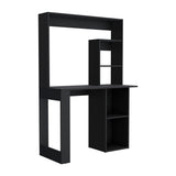 Maine Desk With Hutch and Shelves Black and White Finish