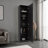 Home Tall Freestanding Bookcase with Double Doors and 5 Interior Storage Shelves, Vertical Storage Cabinet for Living Room, Office or Bedroom